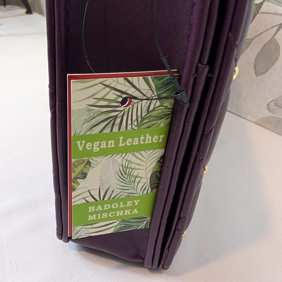 Badgley Mischka Diamond Quilted Purple Crossbody Bag with Gold Chain Strap NWT - Picture 8 of 15